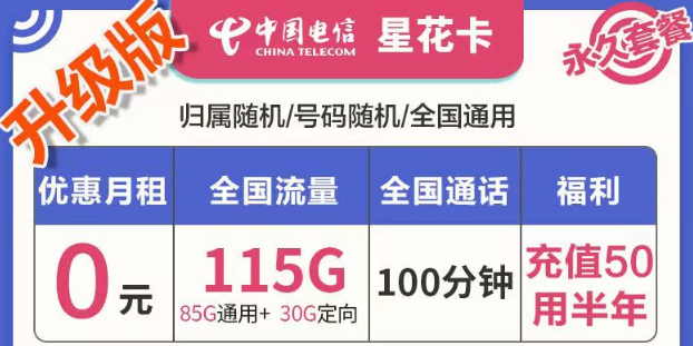 有哪些好用實惠的流量卡套餐？電信星花卡、霜花卡、海興卡|前半年0月租使用