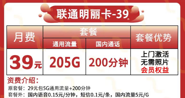 可以領(lǐng)視頻會(huì)員的聯(lián)通流量卡又來(lái)啦！205G純通用+200分鐘語(yǔ)音+會(huì)員|聯(lián)通明麗卡